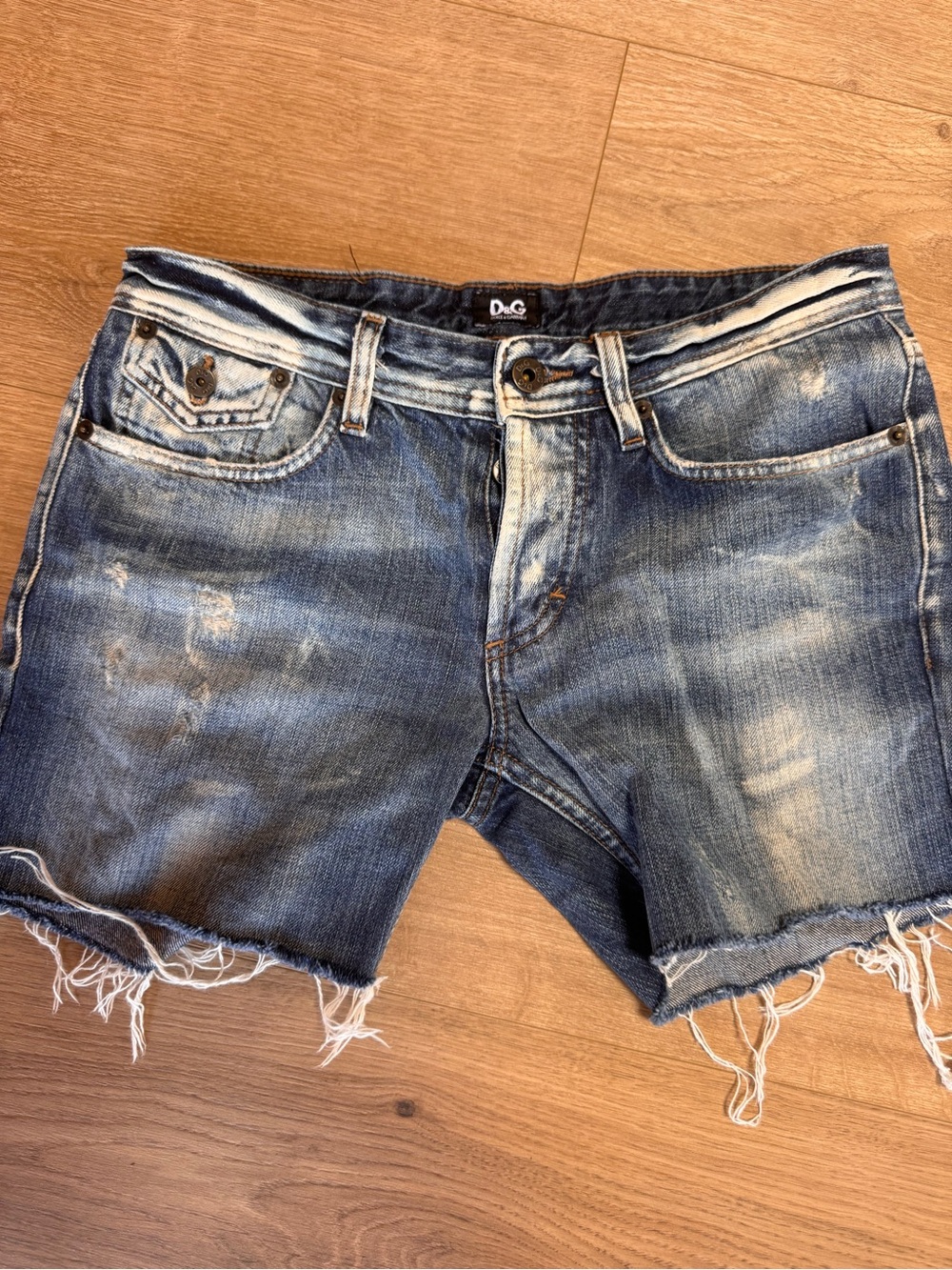D&G Distressed Blue Denim Cutoff Shorts